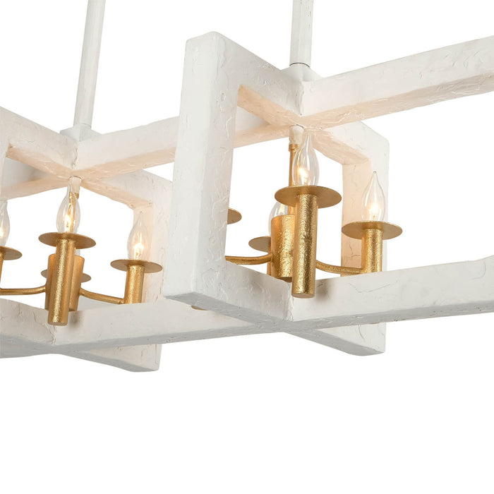 Kalco 522268SGLW Eight Light Island Pendant, Soft Gold and White