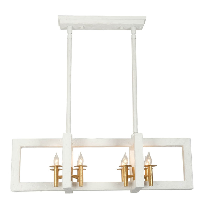 Kalco 522268SGLW Eight Light Island Pendant, Soft Gold and White