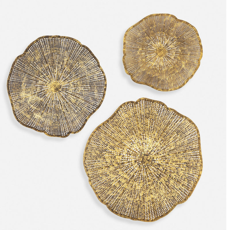 Uttermost 04370 Wall Decor Set/3, Gold With Natural