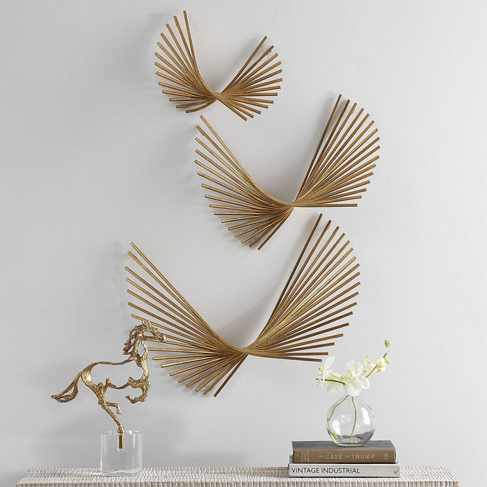 Uttermost 04375 Wall Decor Set/3, Antique Gold Leaf