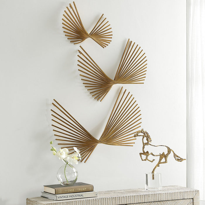 Uttermost 04375 Wall Decor Set/3, Antique Gold Leaf