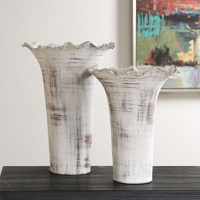 Uttermost 18174 Vases Set/2, Distressed White