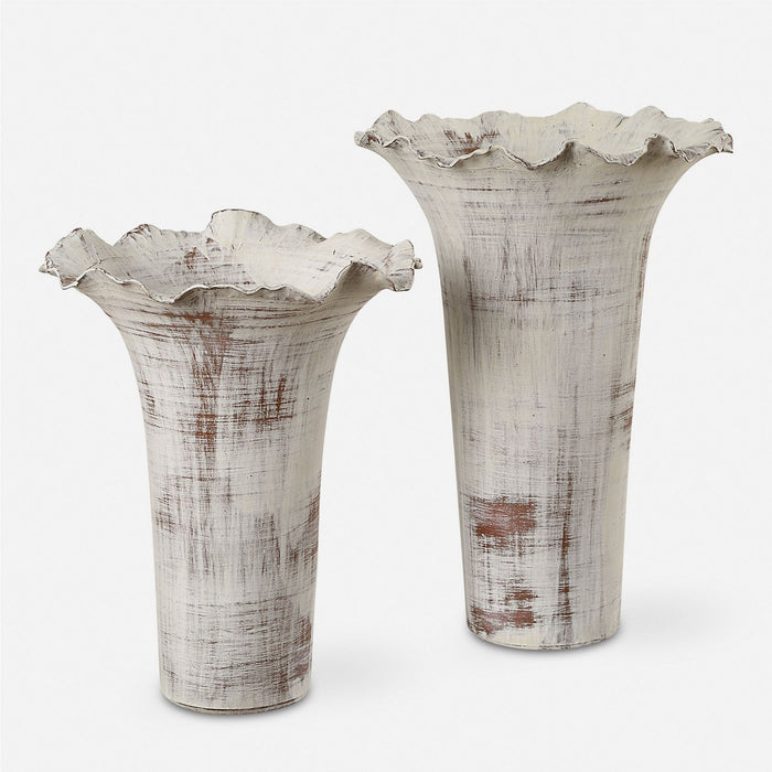 Uttermost 18174 Vases Set/2, Distressed White