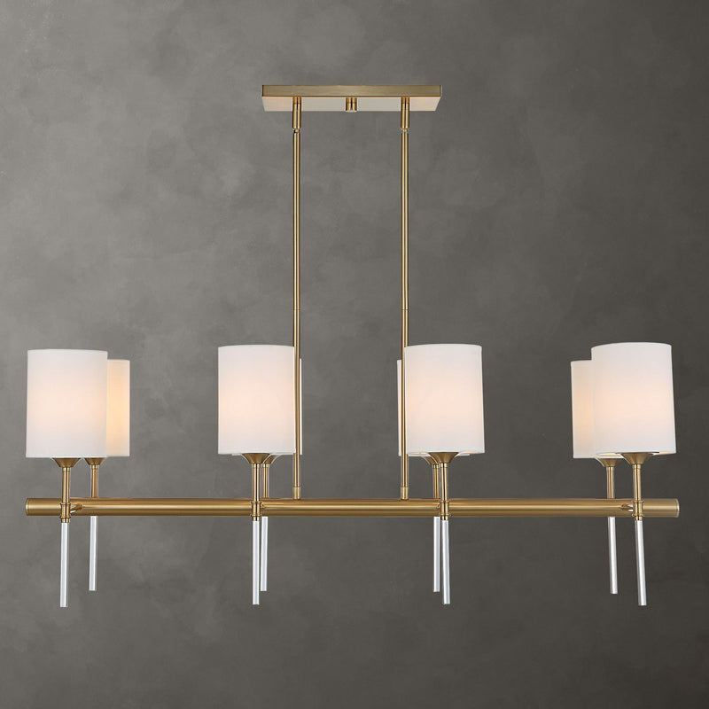 Uttermost 21388 Eight Light Linear Chandelier, Warm Brass