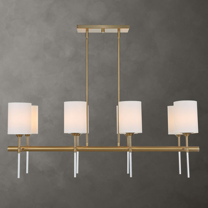 Uttermost 21388 Eight Light Linear Chandelier, Warm Brass