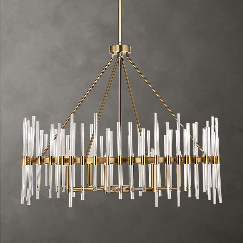 Uttermost 21389 Eight Light Chandelier, Warm Brass