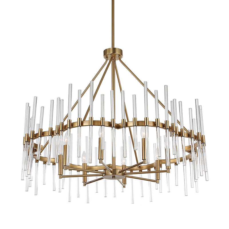 Uttermost 21389 Eight Light Chandelier, Warm Brass