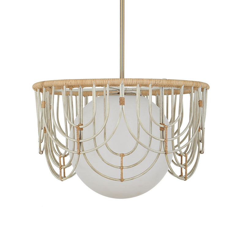 Uttermost 21605 One Light Pendant, Warm Brass And Antique White