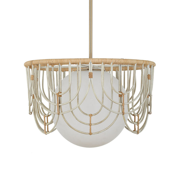 Uttermost 21605 One Light Pendant, Warm Brass And Antique White