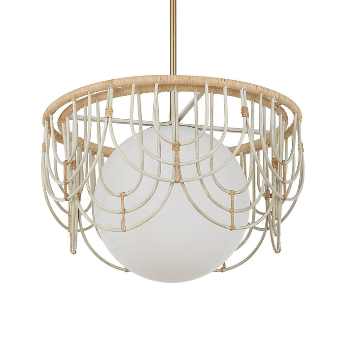 Uttermost 21605 One Light Pendant, Warm Brass And Antique White