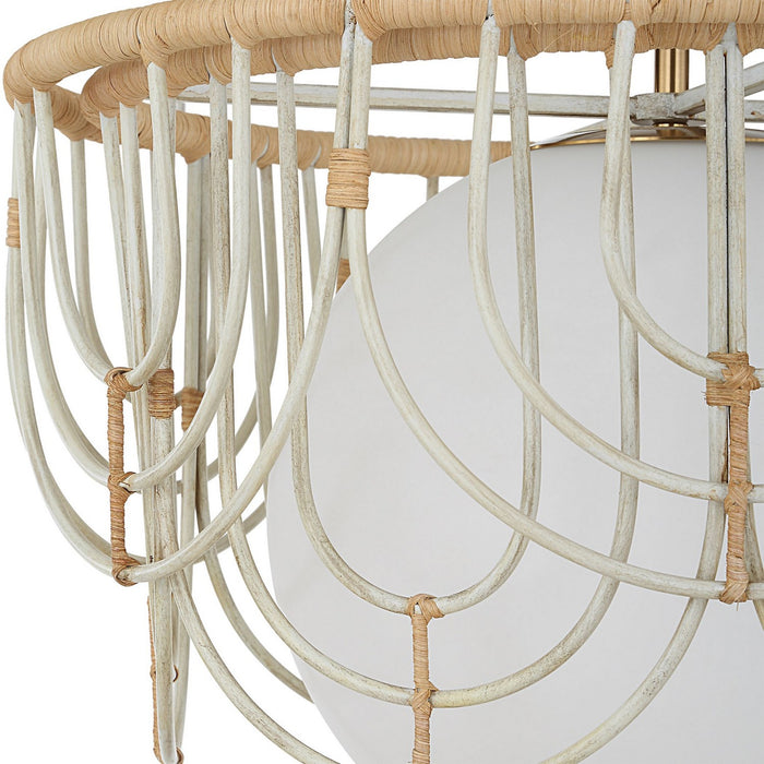 Uttermost 21605 One Light Pendant, Warm Brass And Antique White