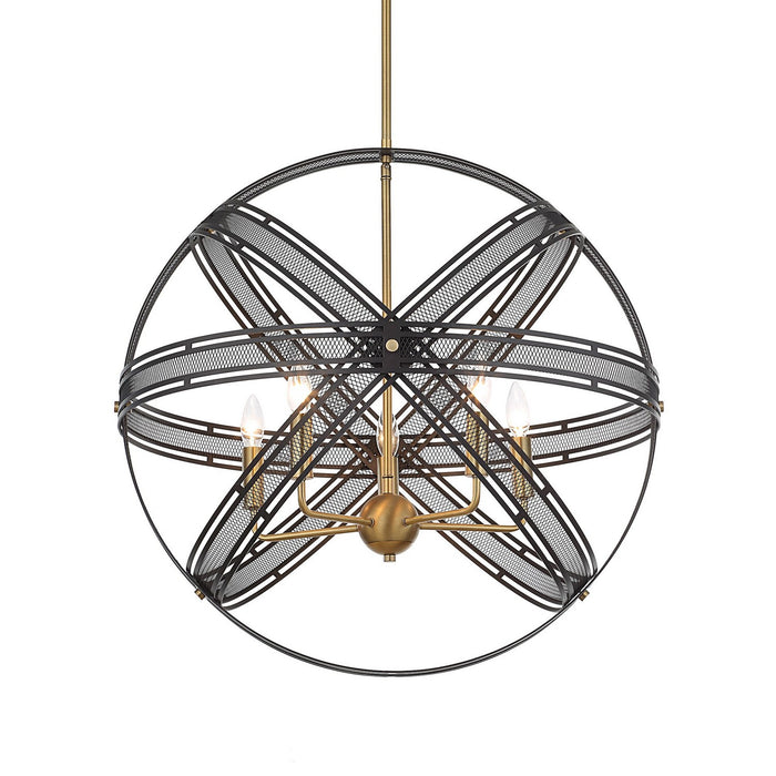 Uttermost 21606 Five Light Pendant, Bronze And Antique Brass