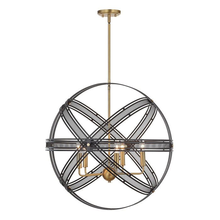Uttermost 21606 Five Light Pendant, Bronze And Antique Brass