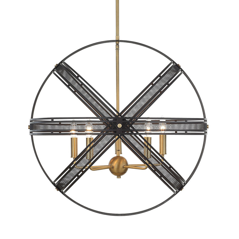 Uttermost 21606 Five Light Pendant, Bronze And Antique Brass