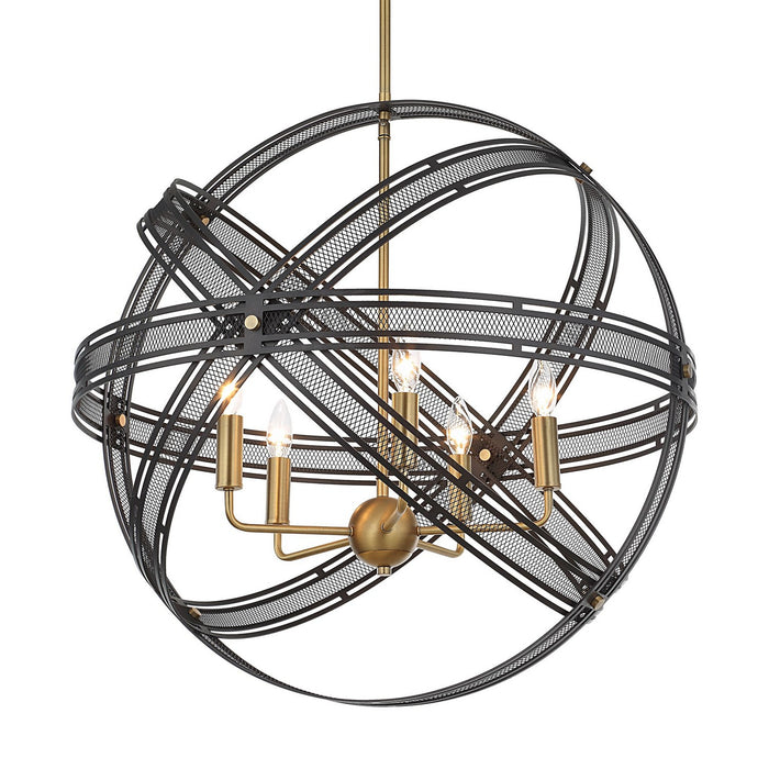 Uttermost 21606 Five Light Pendant, Bronze And Antique Brass