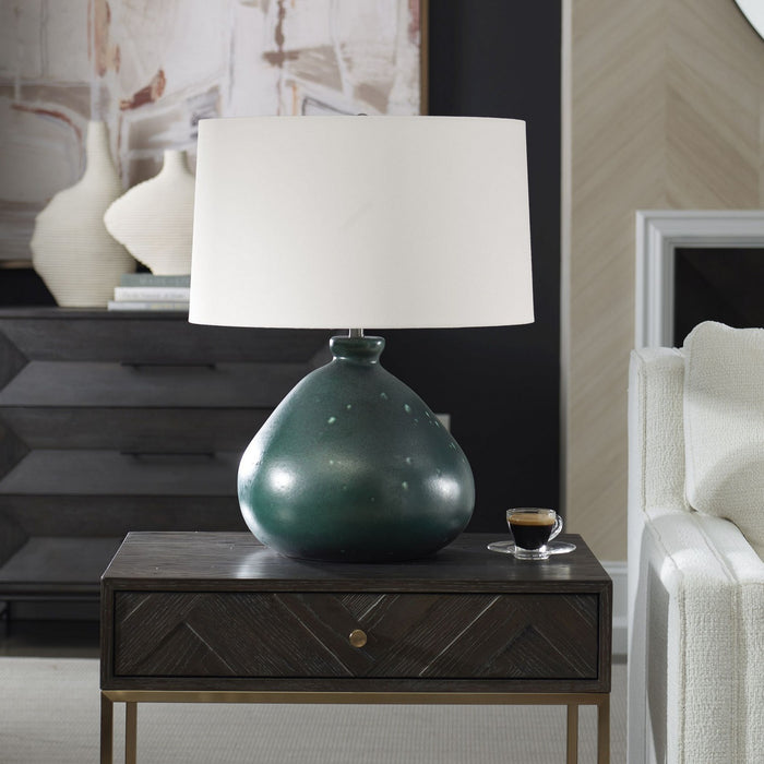 Uttermost 30375-1 One Light Table Lamp, Green Glazes