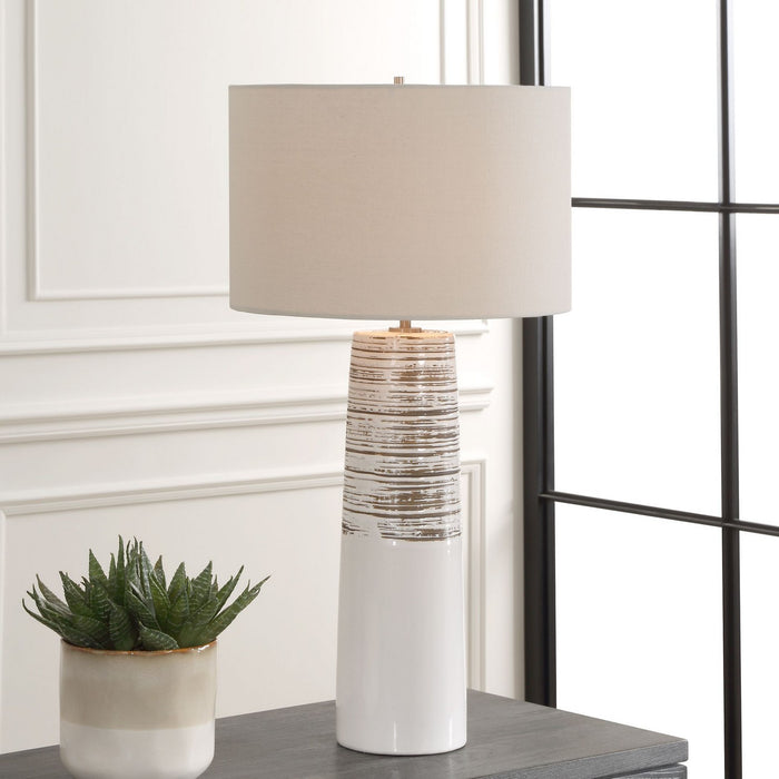 Uttermost 30426 One Light Table Lamp, Brushed Plated Nickel