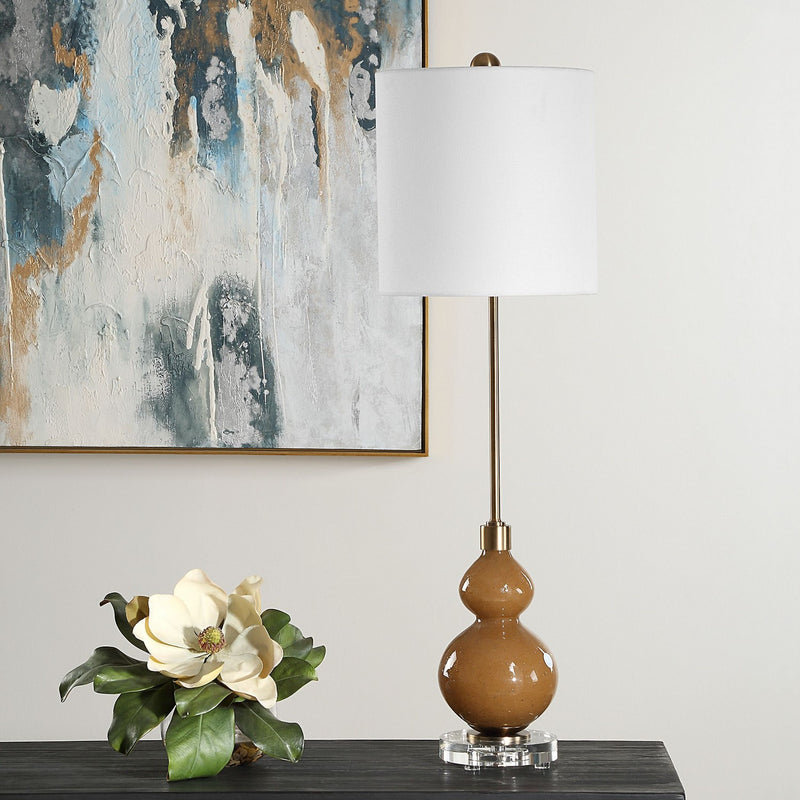 Uttermost 30431-1 One Light Buffet Lamp, Brushed Antique Brass