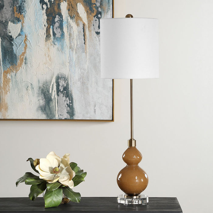 Uttermost 30431-1 One Light Buffet Lamp, Brushed Antique Brass
