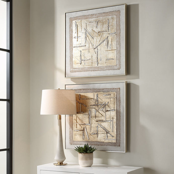 Uttermost 32357 Canvases Set/2, Brushed Champagne Gold