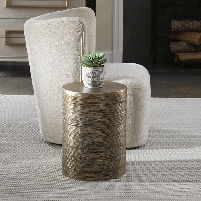 Uttermost 50015 Accent Table, Antique Brass