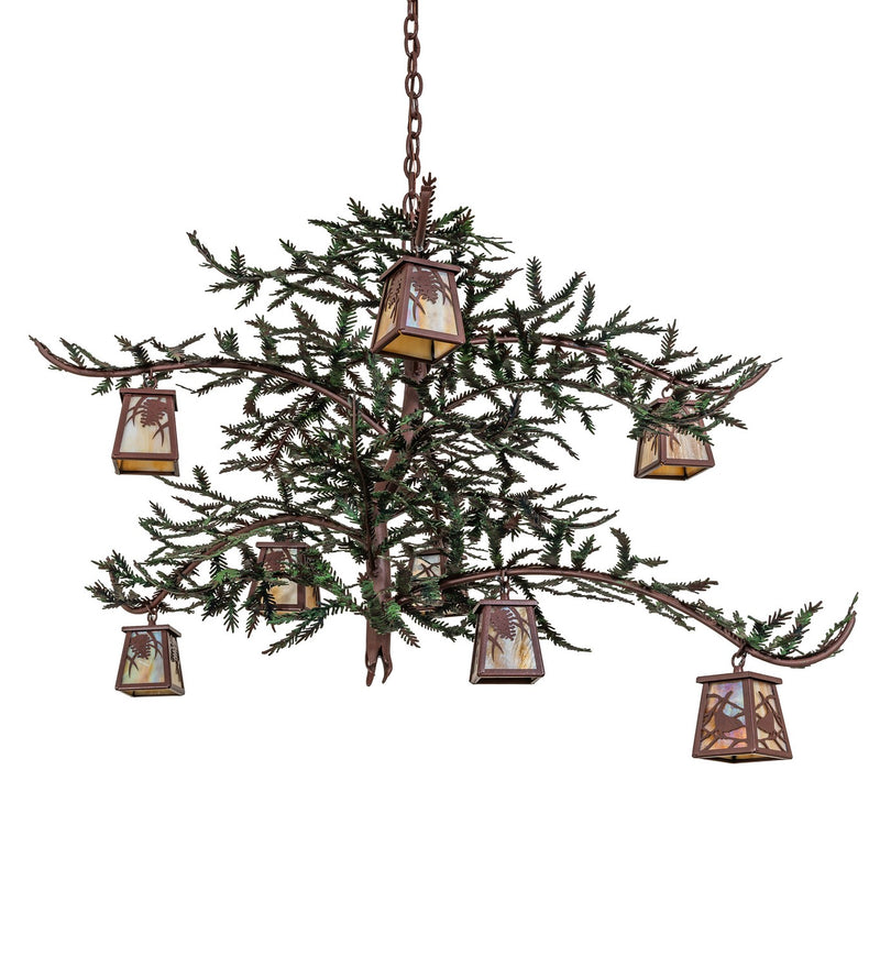 Meyda Tiffany 269042 Eight Light Chandelier, Rust & Green Branches