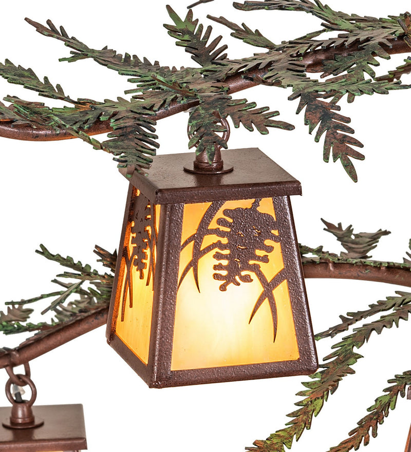 Meyda Tiffany 269042 Eight Light Chandelier, Rust & Green Branches