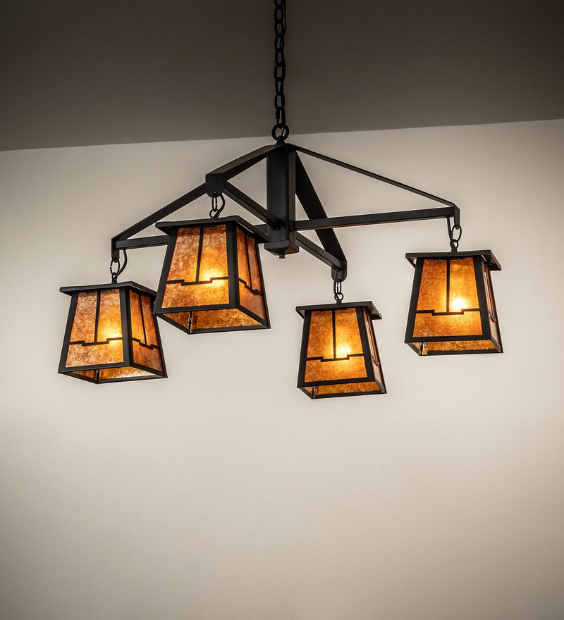 Meyda Tiffany 275597 Four Light Chandelier, Flat Black
