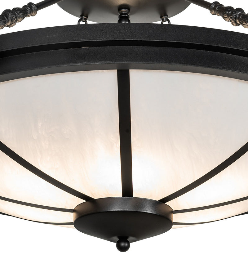 Meyda Tiffany 275806 Six Light Semi-Flushmount, Textured Black