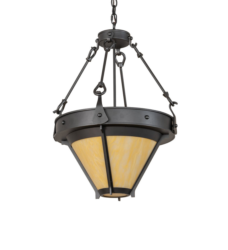 Meyda Tiffany 276195 Three Light Pendant, Wrought Iron