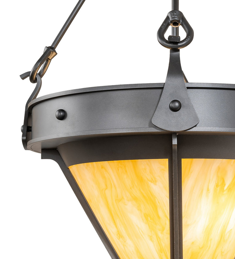 Meyda Tiffany 276195 Three Light Pendant, Wrought Iron
