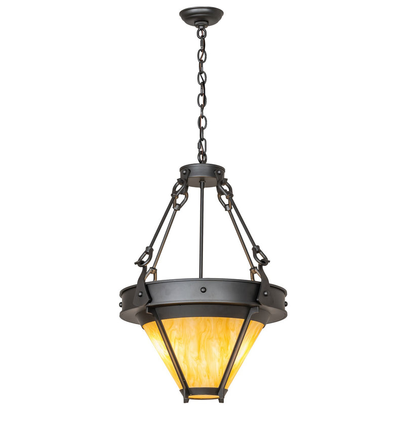Meyda Tiffany 276195 Three Light Pendant, Wrought Iron