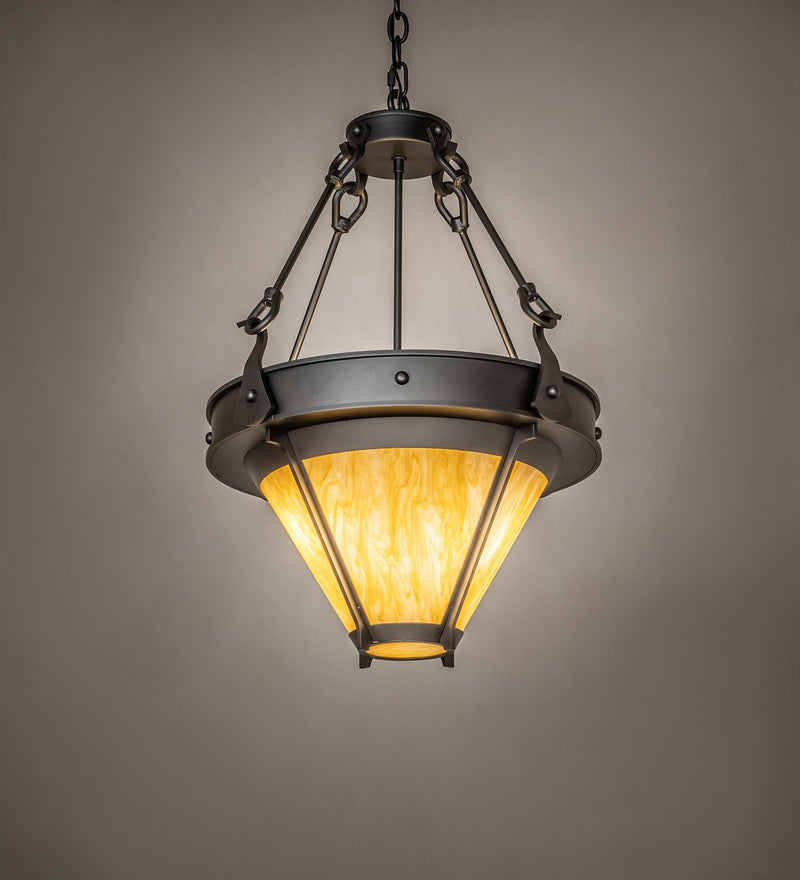 Meyda Tiffany 276195 Three Light Pendant, Wrought Iron