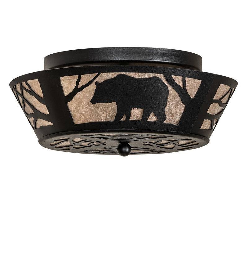 Meyda Tiffany 65607 Two Light Flushmount, Textured Black