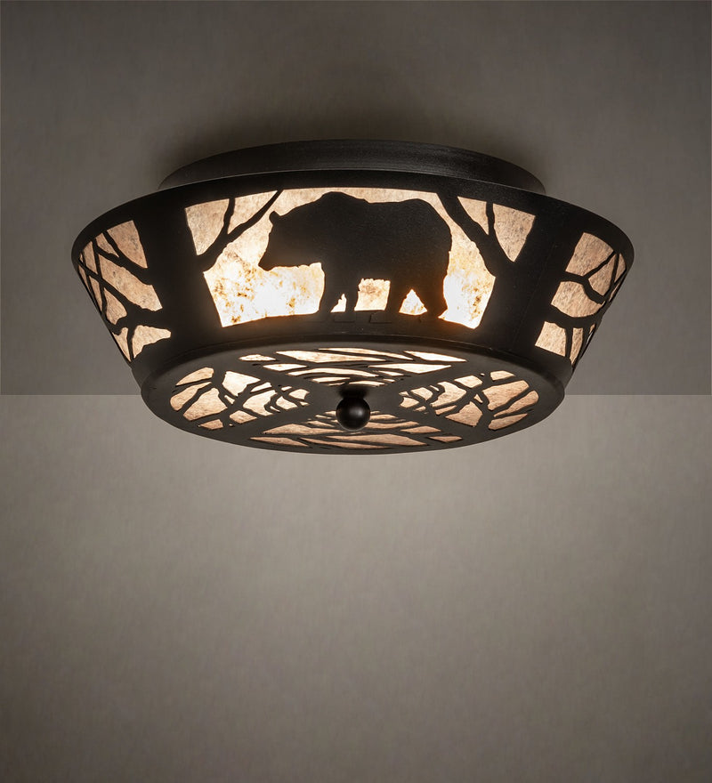 Meyda Tiffany 65607 Two Light Flushmount, Textured Black