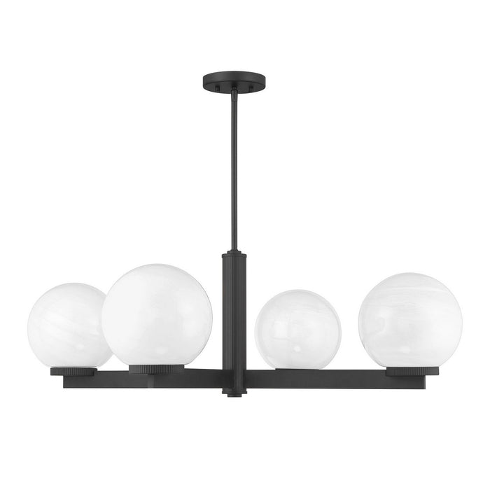 Meridian M100123MBK Four Light Chandelier, Matte Black