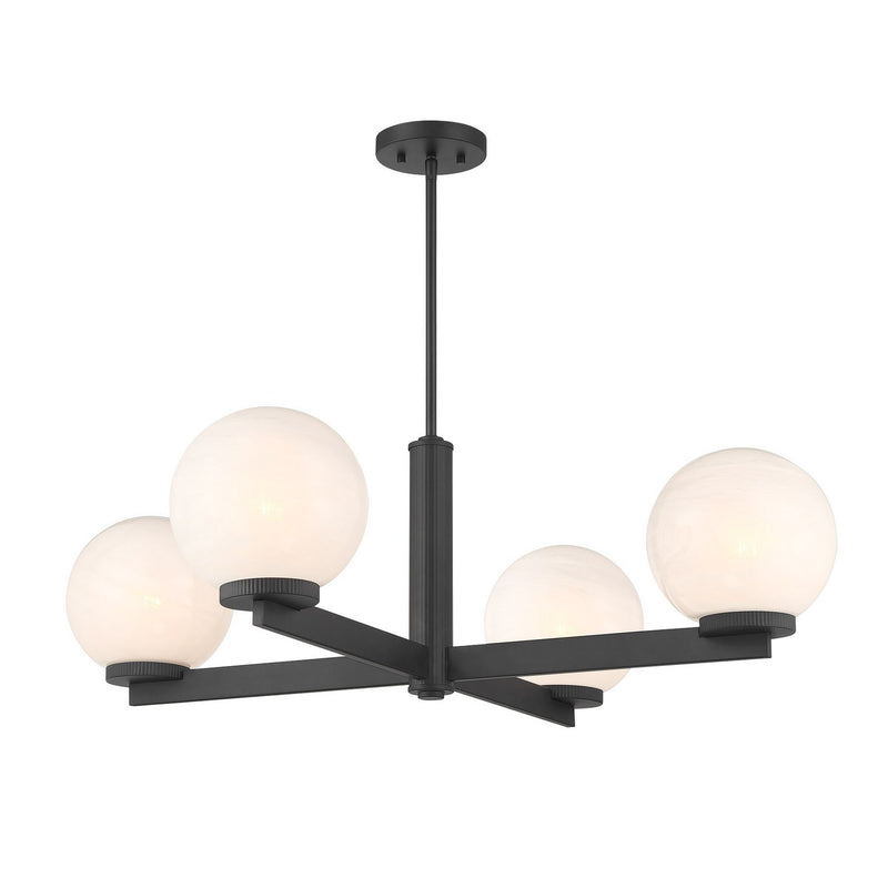 Meridian M100123MBK Four Light Chandelier, Matte Black