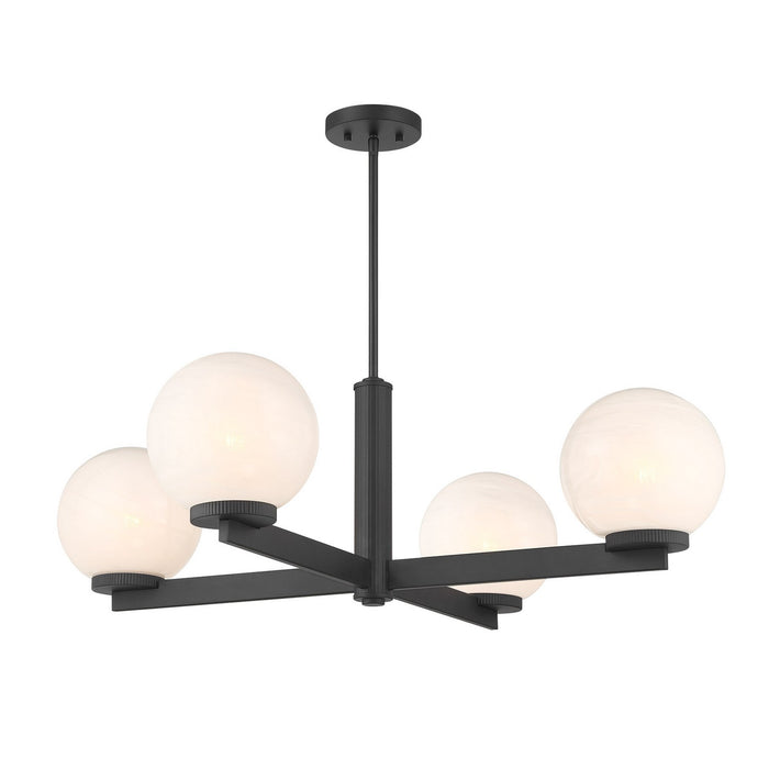 Meridian M100123MBK Four Light Chandelier, Matte Black