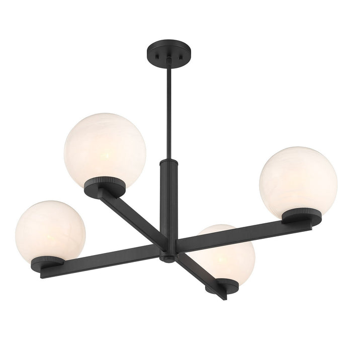 Meridian M100123MBK Four Light Chandelier, Matte Black