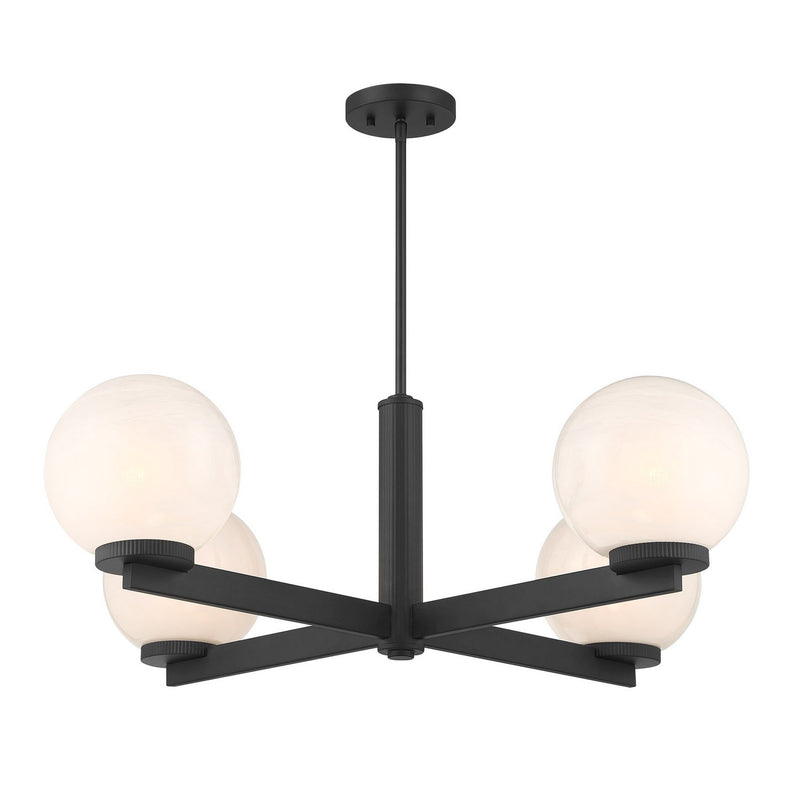 Meridian M100123MBK Four Light Chandelier, Matte Black