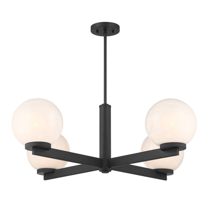 Meridian M100123MBK Four Light Chandelier, Matte Black