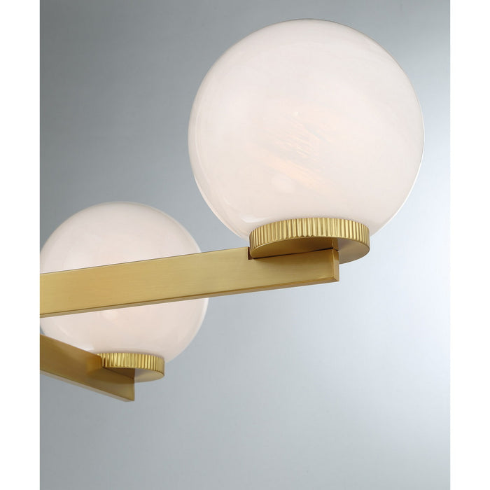 Meridian M100123NB Four Light Chandelier, Natural Brass