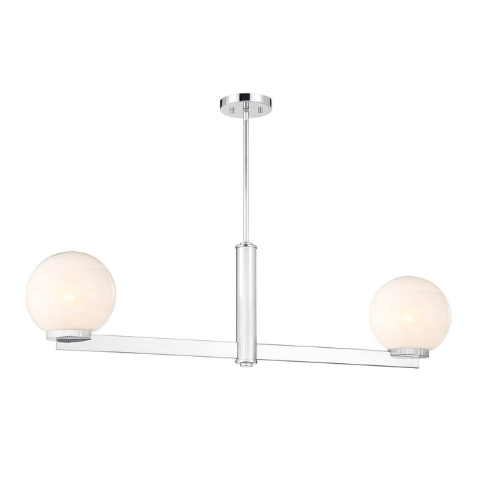 Meridian M100124CH Two Light Linear Chandelier, Chrome