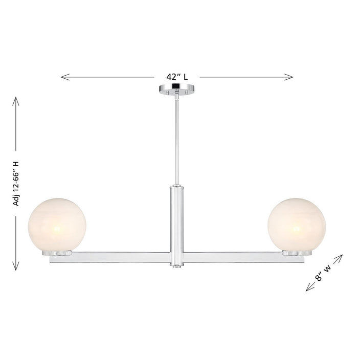 Meridian M100124CH Two Light Linear Chandelier, Chrome