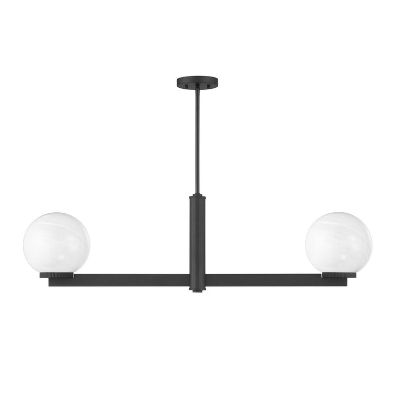 Meridian M100124MBK Two Light Linear Chandelier, Matte Black