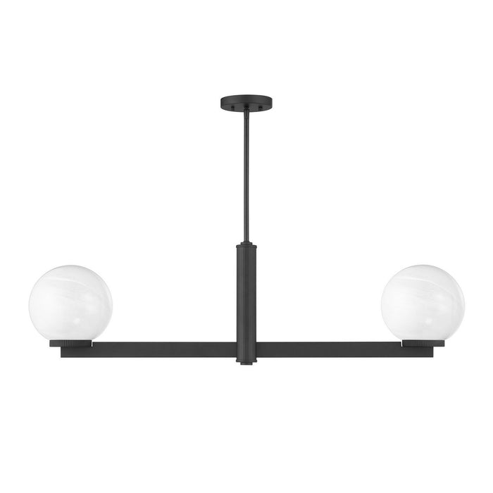 Meridian M100124MBK Two Light Linear Chandelier, Matte Black