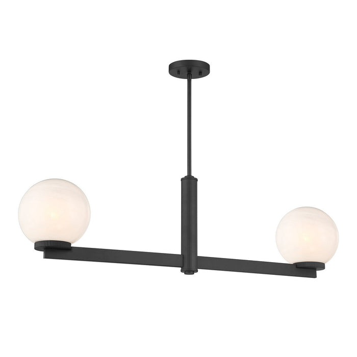 Meridian M100124MBK Two Light Linear Chandelier, Matte Black