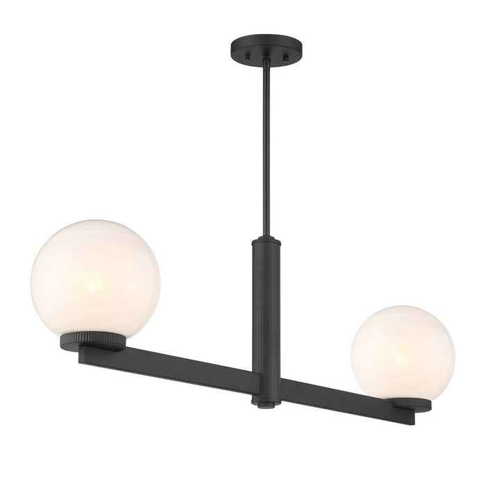 Meridian M100124MBK Two Light Linear Chandelier, Matte Black