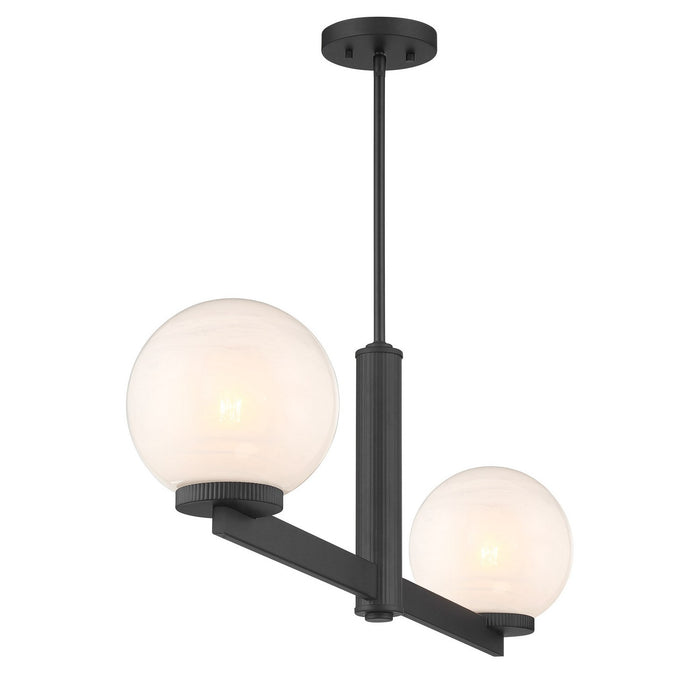Meridian M100124MBK Two Light Linear Chandelier, Matte Black