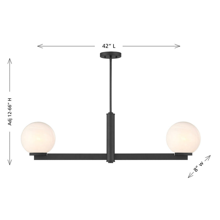 Meridian M100124MBK Two Light Linear Chandelier, Matte Black